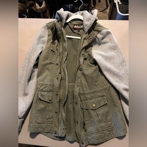 BKE Green and Gray Military Field Jacket with Adjustable Waist